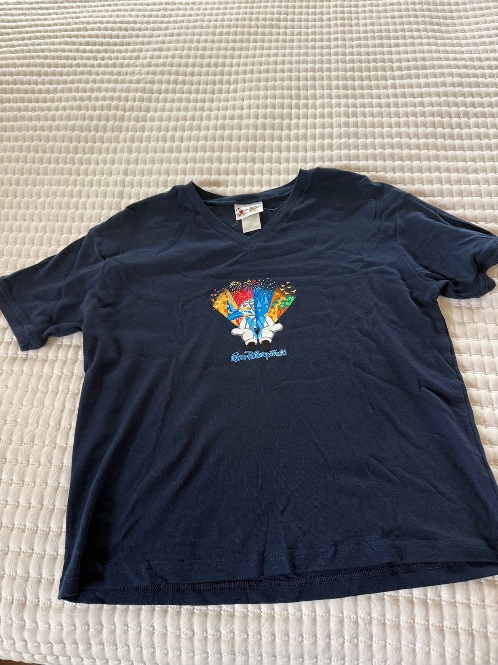Vintage Walt Disney World V-Neck T-Shirt Navy